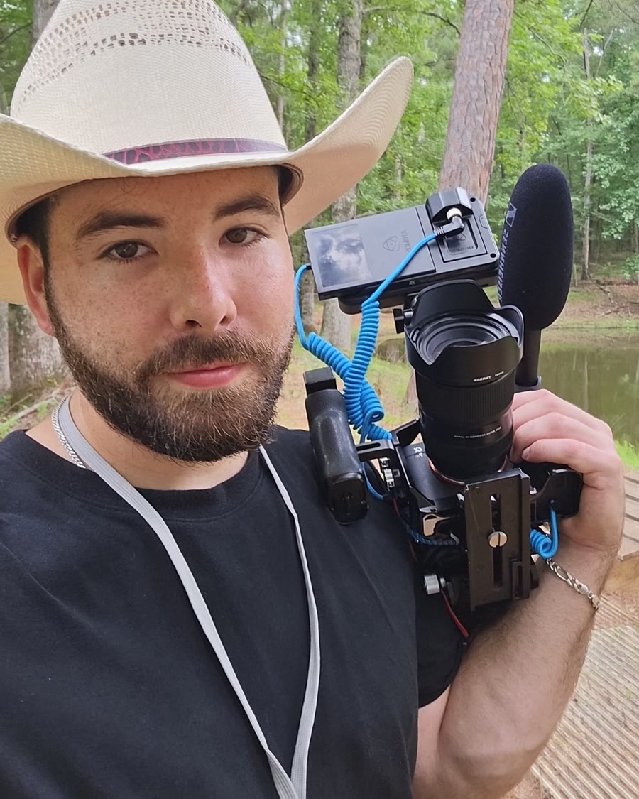 Trevor Dublin on location with his camera rig